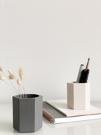 3 x Hexagonal Bamboo Desk Pots – Sustainable Planters & Organizers