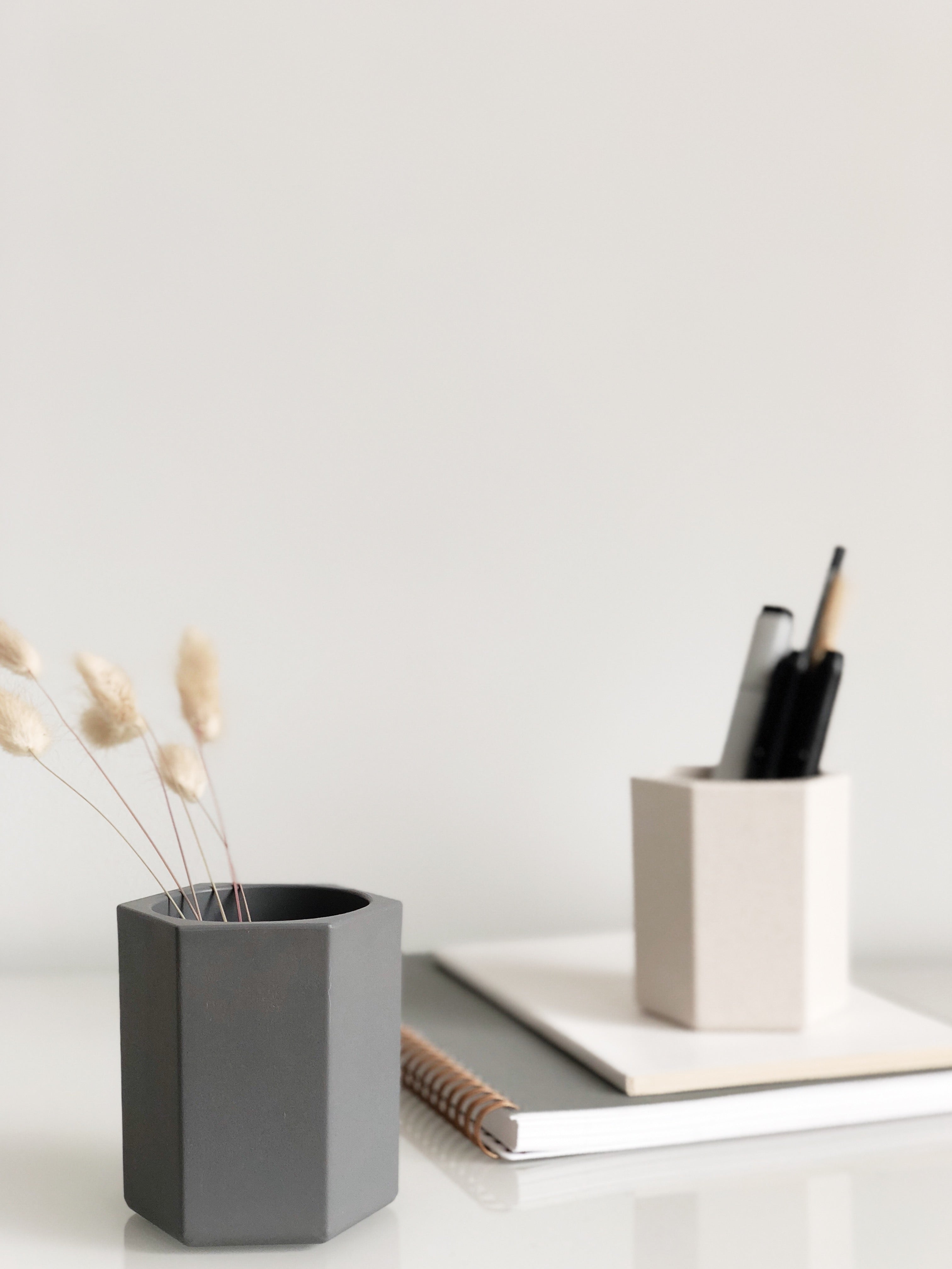 3 x Hexagonal Bamboo Desk Pots – Sustainable Planters & Organizers