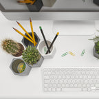 3 x Hexagonal Bamboo Desk Pots – Sustainable Planters & Organizers
