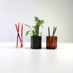3 x Recycled Coloured Glass Hexagon Pots – Desk Organisers & Planters