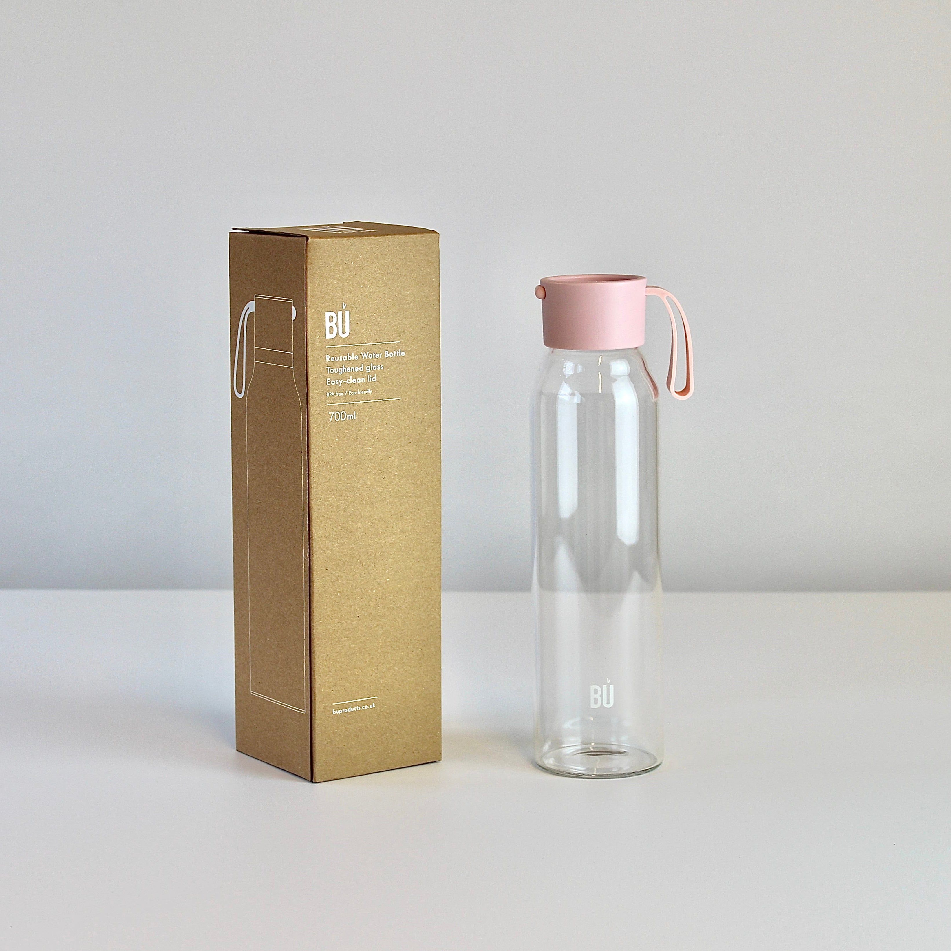 BU Water – 700ml Reusable Glass Bottle with Optional Charcoal Filter