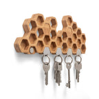 Honeycomb Bamboo Key Holder – Magnetic Wall-Mounted Key Rack