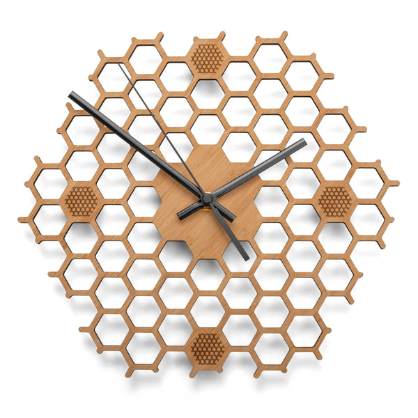Silent Honeycomb Bamboo Clock