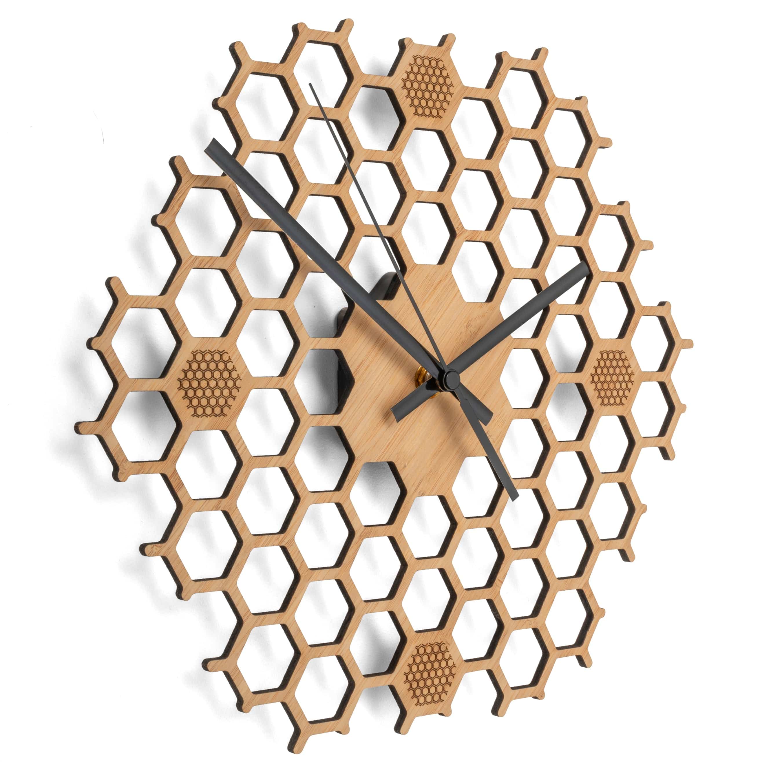 Silent Honeycomb Bamboo Clock