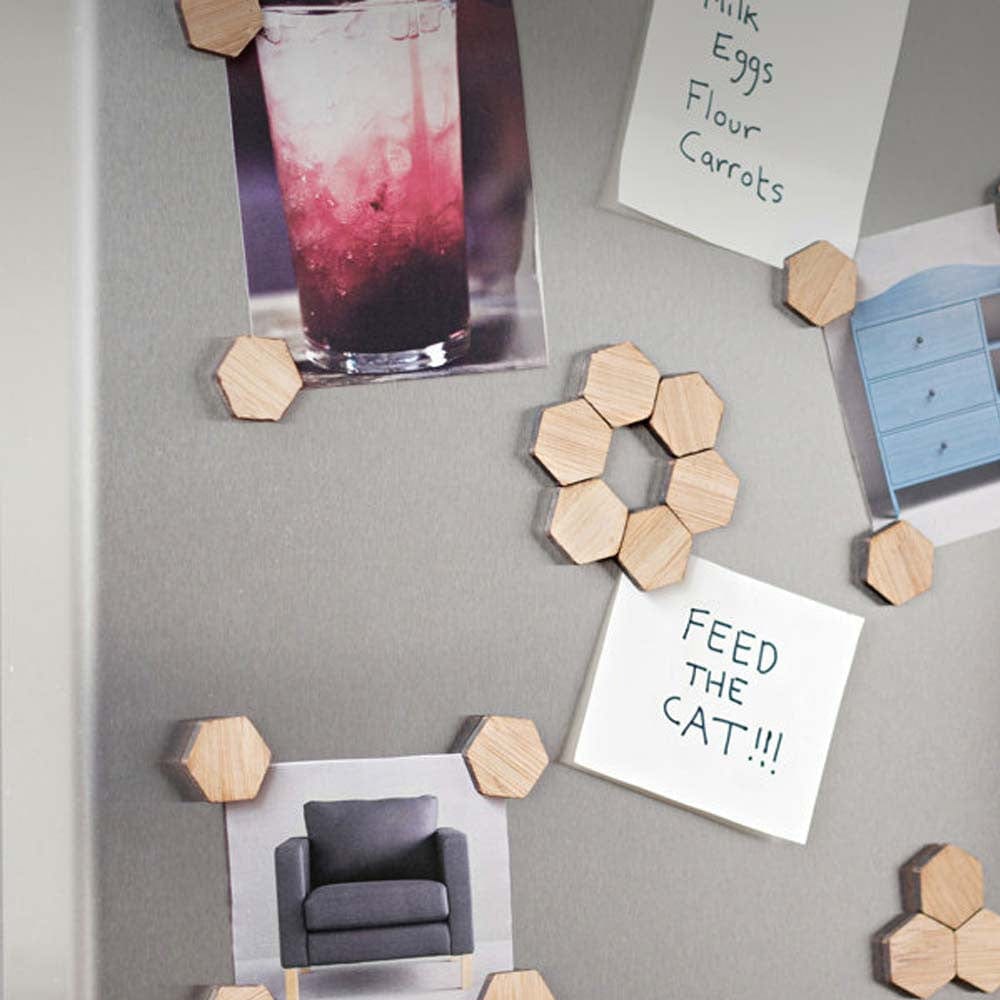 BU Magnets – Set of 20 Bamboo Hexagon Fridge Magnets