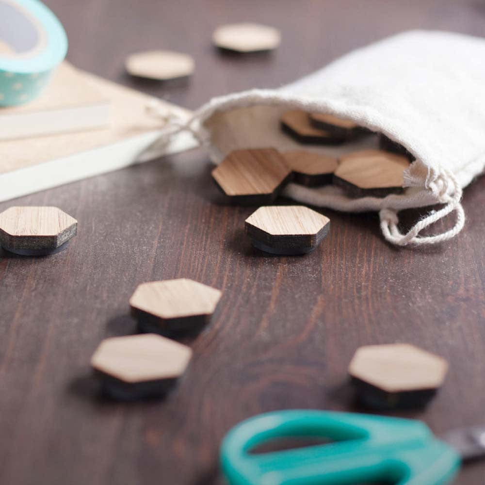 BU Magnets – Set of 20 Bamboo Hexagon Fridge Magnets