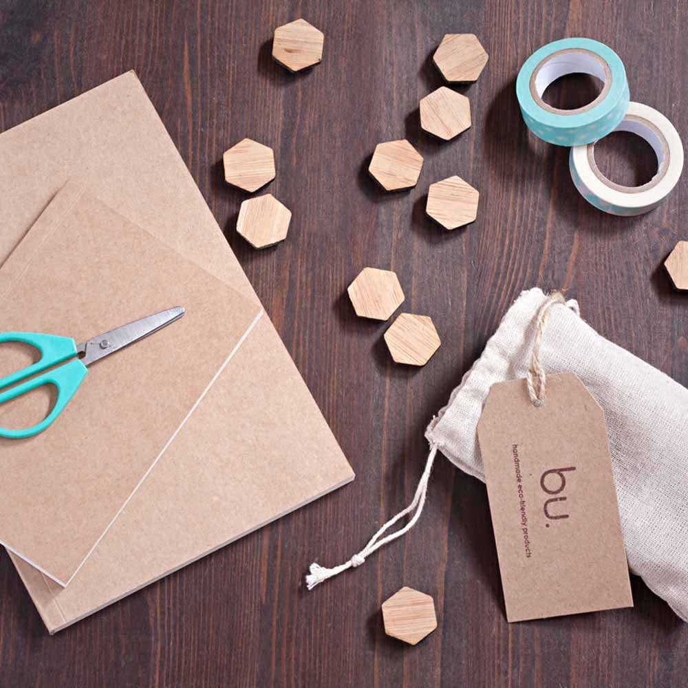 BU Magnets – Set of 20 Bamboo Hexagon Fridge Magnets